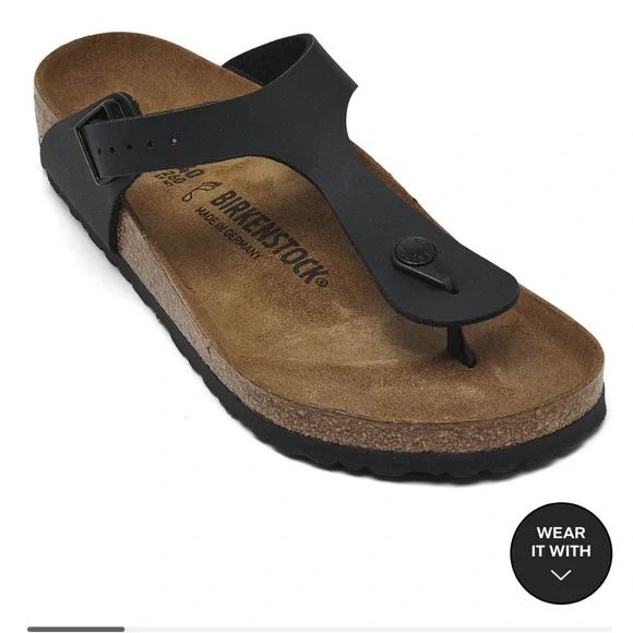 Birkenstock Gizeh Buro-flor thong sandal, like new, black size 40. Worn once - Picture 3 of 8